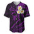 Polynesian Hawaii Baseball Jersey Molokai Islands with Pacific Plumeria Purple Vibe LT9 Purple - Polynesian Pride