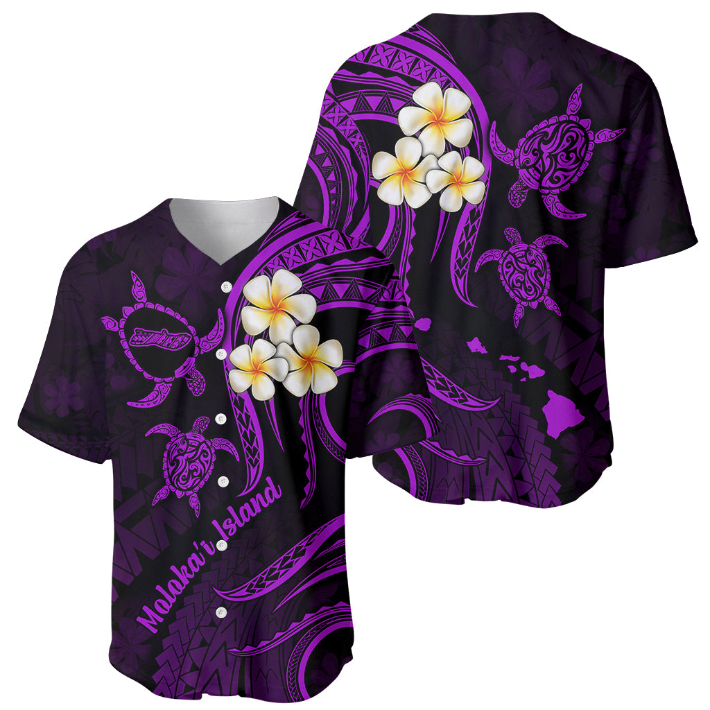 Polynesian Hawaii Baseball Jersey Molokai Islands with Pacific Plumeria Purple Vibe LT9 - Polynesian Pride