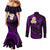 Polynesian Hawaii Couples Mermaid Dress and Long Sleeve Button Shirts Molokai Islands with Pacific Plumeria Purple Vibe LT9 - Polynesian Pride