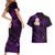 Polynesian Hawaii Couples Short Sleeve Bodycon Dress and Hawaiian Shirt Molokai Islands with Pacific Plumeria Purple Vibe LT9 - Polynesian Pride