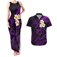 Polynesian Hawaii Couples Matching Tank Maxi Dress And Hawaiian Shirt Molokai Islands with Pacific Plumeria Purple Vibe LT9 Purple - Polynesian Pride