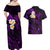 Polynesian Hawaii Couples Off Shoulder Maxi Dress and Hawaiian Shirt Molokai Islands with Pacific Plumeria Purple Vibe LT9 - Polynesian Pride