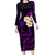 Polynesian Hawaii Long Sleeve Bodycon Dress Molokai Islands with Pacific Plumeria Purple Vibe LT9 Long Dress Purple - Polynesian Pride