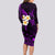 Polynesian Hawaii Long Sleeve Bodycon Dress Molokai Islands with Pacific Plumeria Purple Vibe LT9 - Polynesian Pride