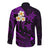 Polynesian Hawaii Long Sleeve Button Shirt Molokai Islands with Pacific Plumeria Purple Vibe LT9 - Polynesian Pride