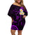 Polynesian Hawaii Off Shoulder Short Dress Molokai Islands with Pacific Plumeria Purple Vibe LT9 Women Purple - Polynesian Pride