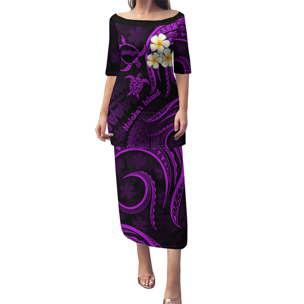 Polynesian Hawaii Puletasi Molokai Islands with Pacific Plumeria Purple Vibe LT9 Long Dress Purple - Polynesian Pride