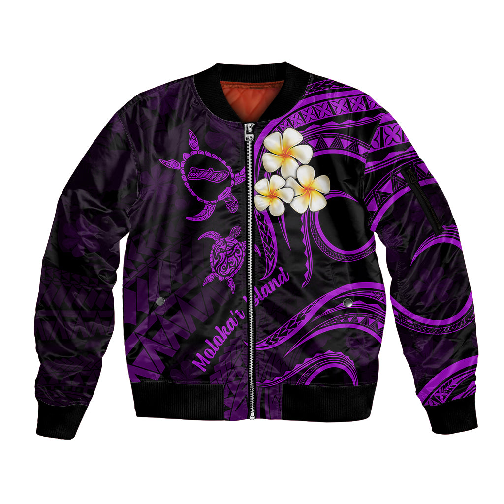 Polynesian Hawaii Sleeve Zip Bomber Jacket Molokai Islands with Pacific Plumeria Purple Vibe LT9 Unisex Purple - Polynesian Pride