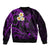 Polynesian Hawaii Sleeve Zip Bomber Jacket Molokai Islands with Pacific Plumeria Purple Vibe LT9 - Polynesian Pride