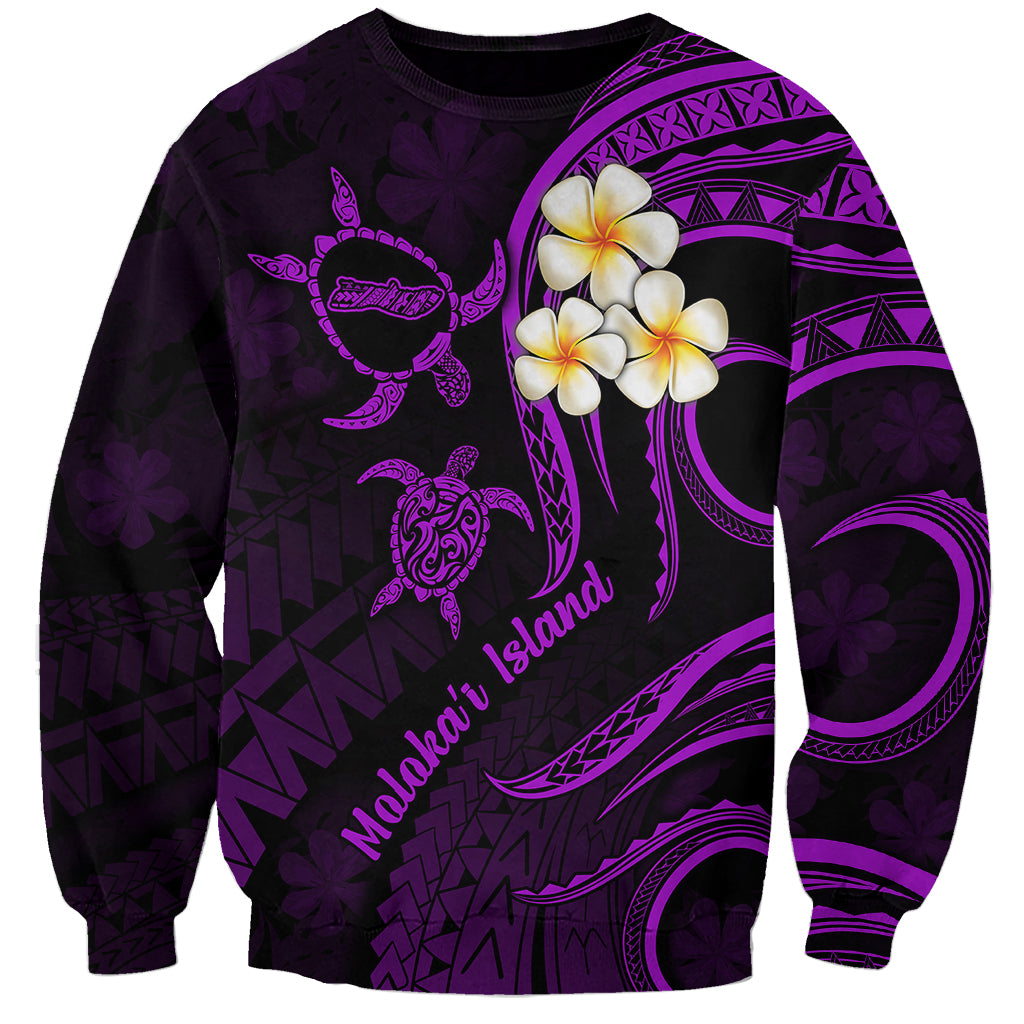 Polynesian Hawaii Sweatshirt Molokai Islands with Pacific Plumeria Purple Vibe LT9 Unisex Purple - Polynesian Pride