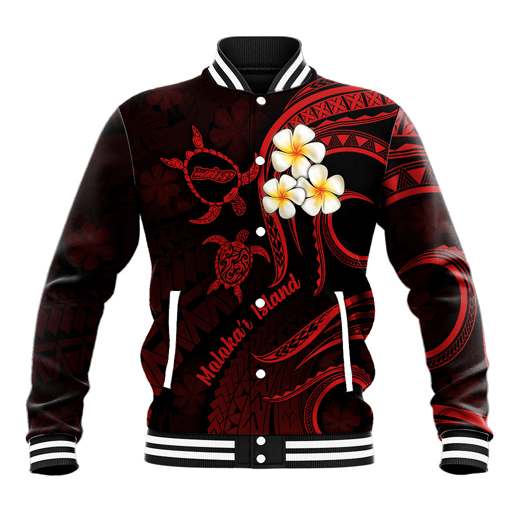 Polynesian Hawaii Baseball Jacket Molokai Islands with Pacific Plumeria Red Vibe LT9 Unisex Red - Polynesian Pride