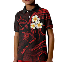 Polynesian Hawaii Kid Polo Shirt Molokai Islands with Pacific Plumeria Red Vibe LT9 Kid Red - Polynesian Pride