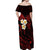 Polynesian Hawaii Off Shoulder Maxi Dress Molokai Islands with Pacific Plumeria Red Vibe LT9 - Polynesian Pride