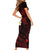 Polynesian Hawaii Short Sleeve Bodycon Dress Molokai Islands with Pacific Plumeria Red Vibe LT9 - Polynesian Pride