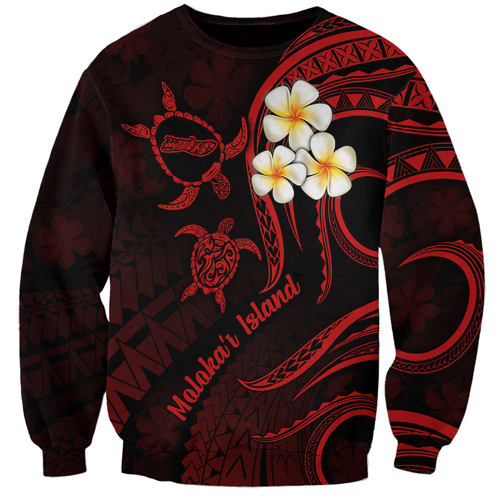 Polynesian Hawaii Sweatshirt Molokai Islands with Pacific Plumeria Red Vibe LT9 Unisex Red - Polynesian Pride