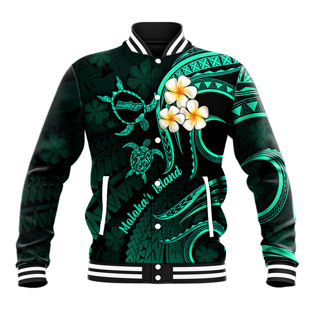 Polynesian Hawaii Baseball Jacket Molokai Islands with Pacific Plumeria Turquoise Vibe LT9 Unisex Turquoise - Polynesian Pride