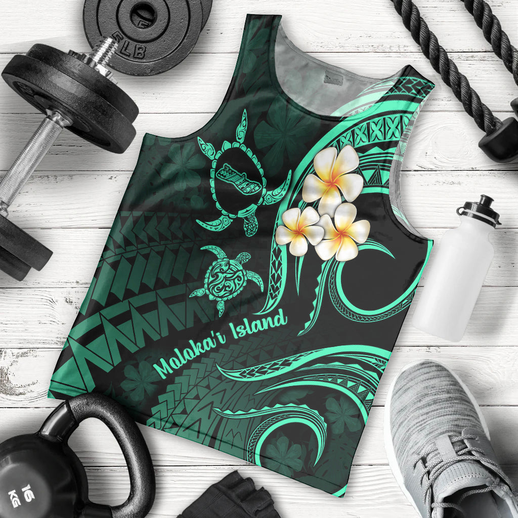 Polynesian Hawaii Men Tank Top Molokai Islands with Pacific Plumeria Turquoise Vibe LT9 Turquoise - Polynesian Pride