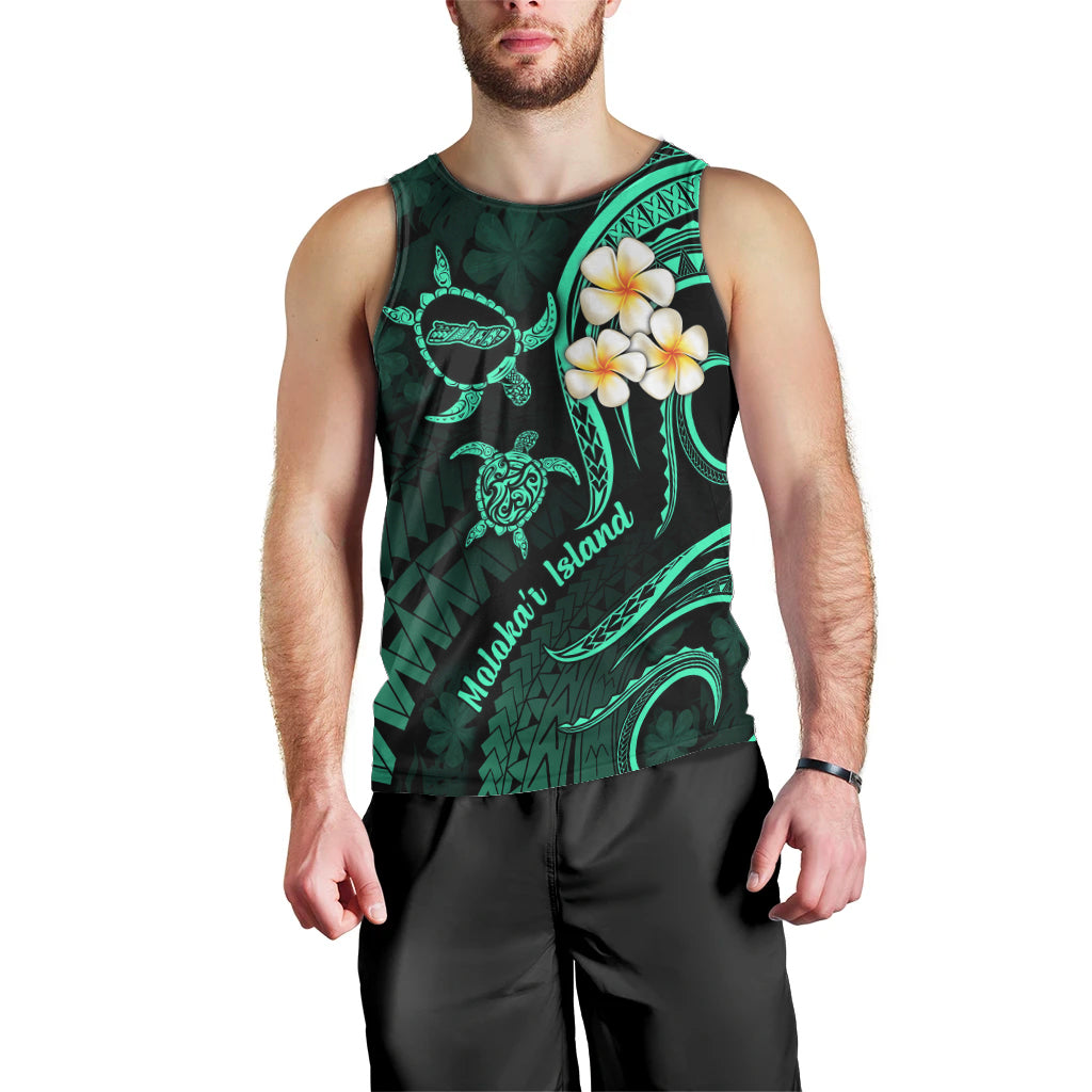 Polynesian Hawaii Men Tank Top Molokai Islands with Pacific Plumeria Turquoise Vibe LT9 - Polynesian Pride