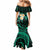 Polynesian Hawaii Mermaid Dress Molokai Islands with Pacific Plumeria Turquoise Vibe LT9 - Polynesian Pride