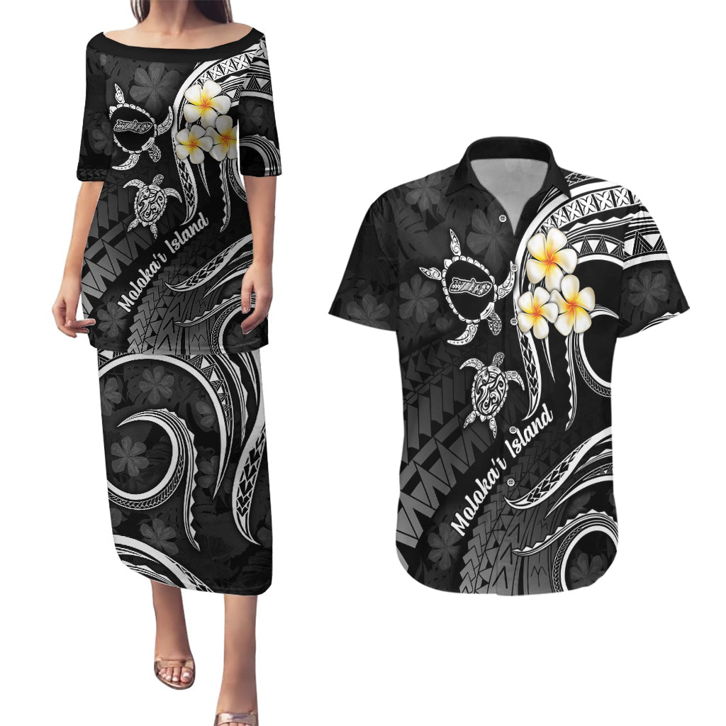 Polynesian Hawaii Couples Puletasi Dress and Hawaiian Shirt Molokai Islands with Pacific Plumeria White Vibe LT9 White - Polynesian Pride