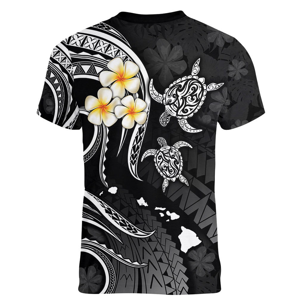 Polynesian Hawaii Women V Neck T Shirt Molokai Islands with Pacific Plumeria White Vibe LT9 - Polynesian Pride