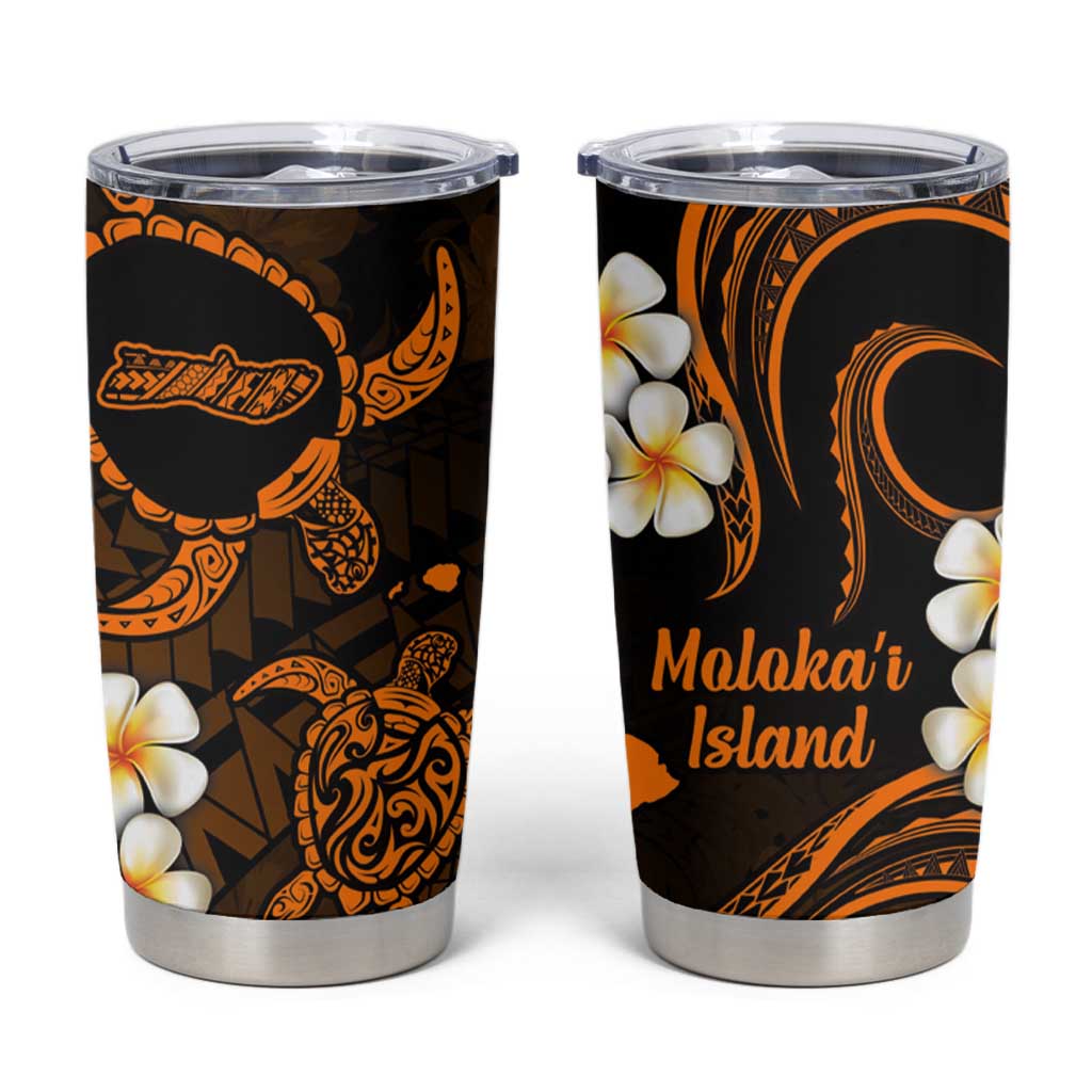 Hawaii Molokaʻi Islands Pacific Plumeria Tumbler Cup Gold Polynesian Tattoo