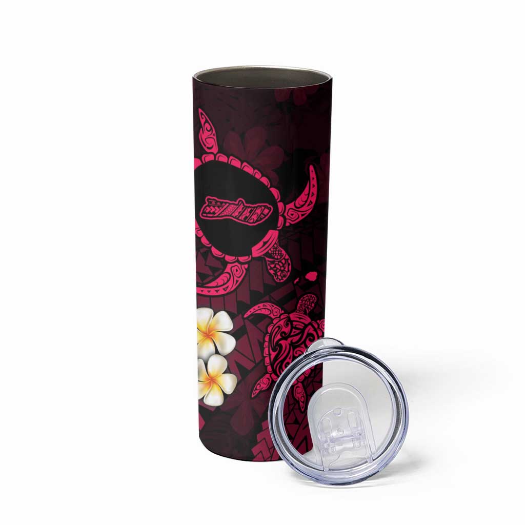 Hawaii Molokaʻi Islands Pacific Plumeria Skinny Tumbler Pink Polynesian Tattoo
