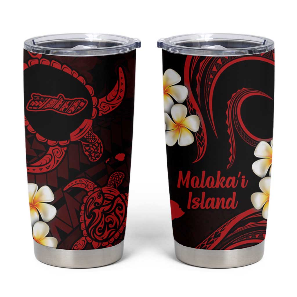 Hawaii Molokaʻi Islands Pacific Plumeria Tumbler Cup Red Polynesian Tattoo