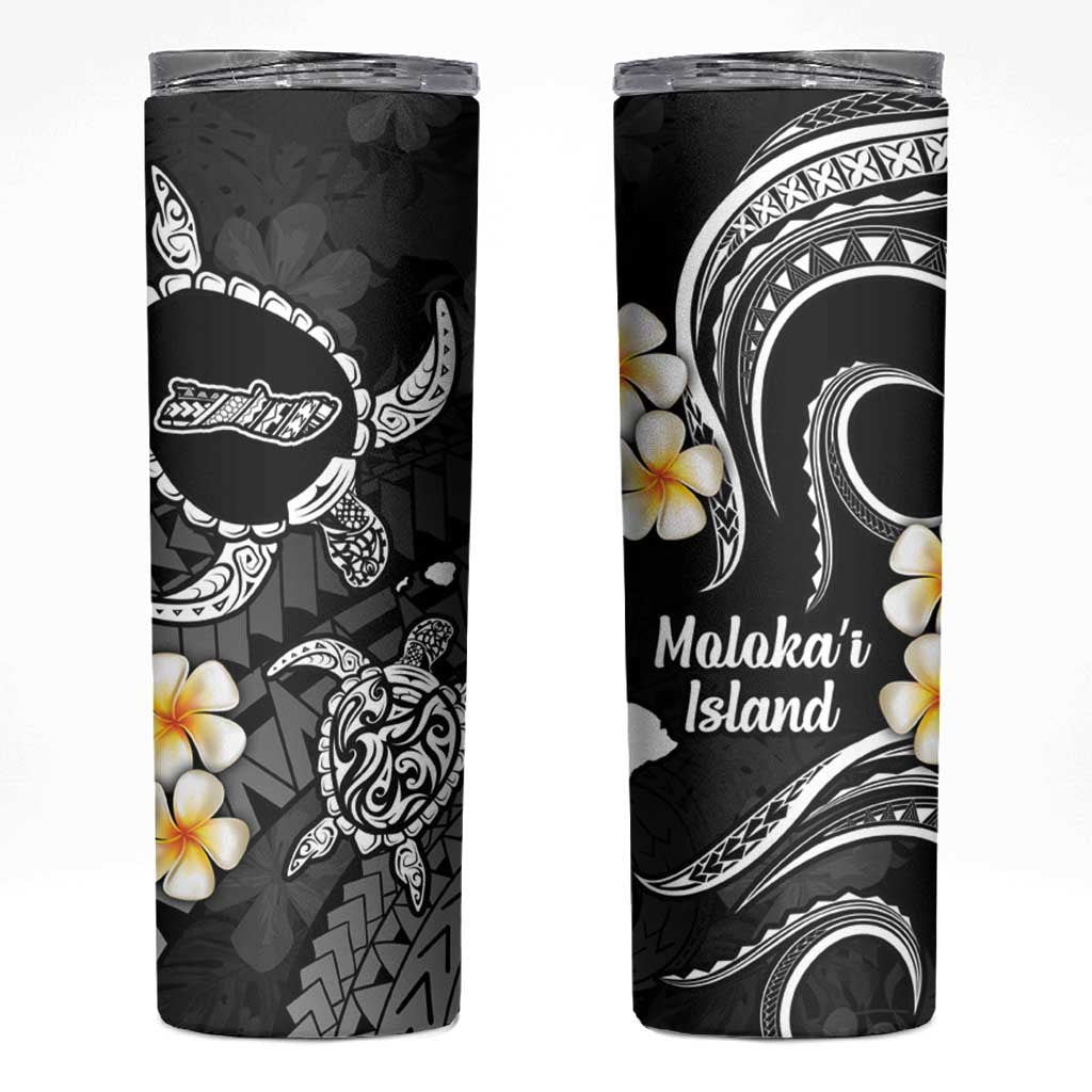 Hawaii Molokaʻi Islands Pacific Plumeria Skinny Tumbler White Polynesian Tattoo