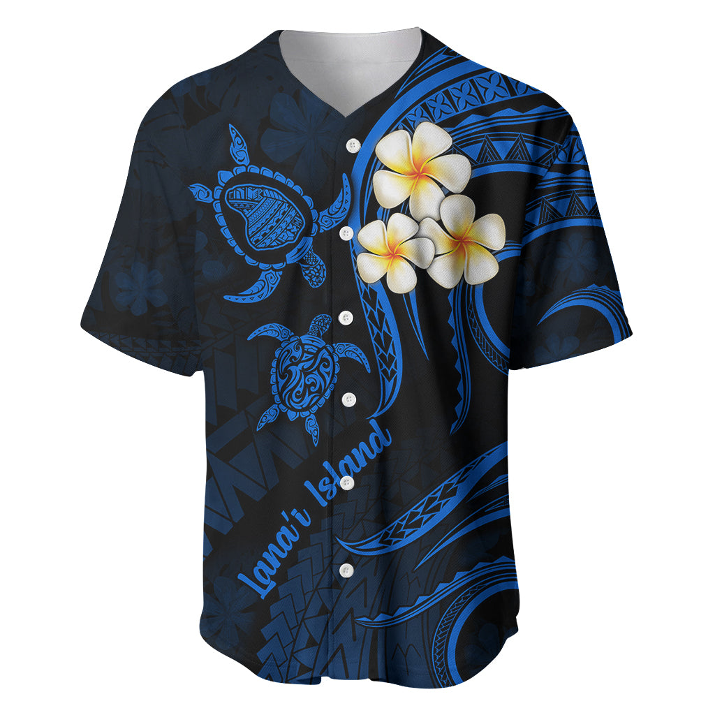 Hawaii Baseball Jersey Lanai Islands Polynesian Sunset Plumeria Blue Vibe LT9 Blue - Polynesian Pride