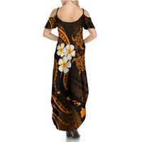 Hawaii Summer Maxi Dress Lanai Islands Polynesian Sunset Plumeria Gold Vibe LT9 - Polynesian Pride
