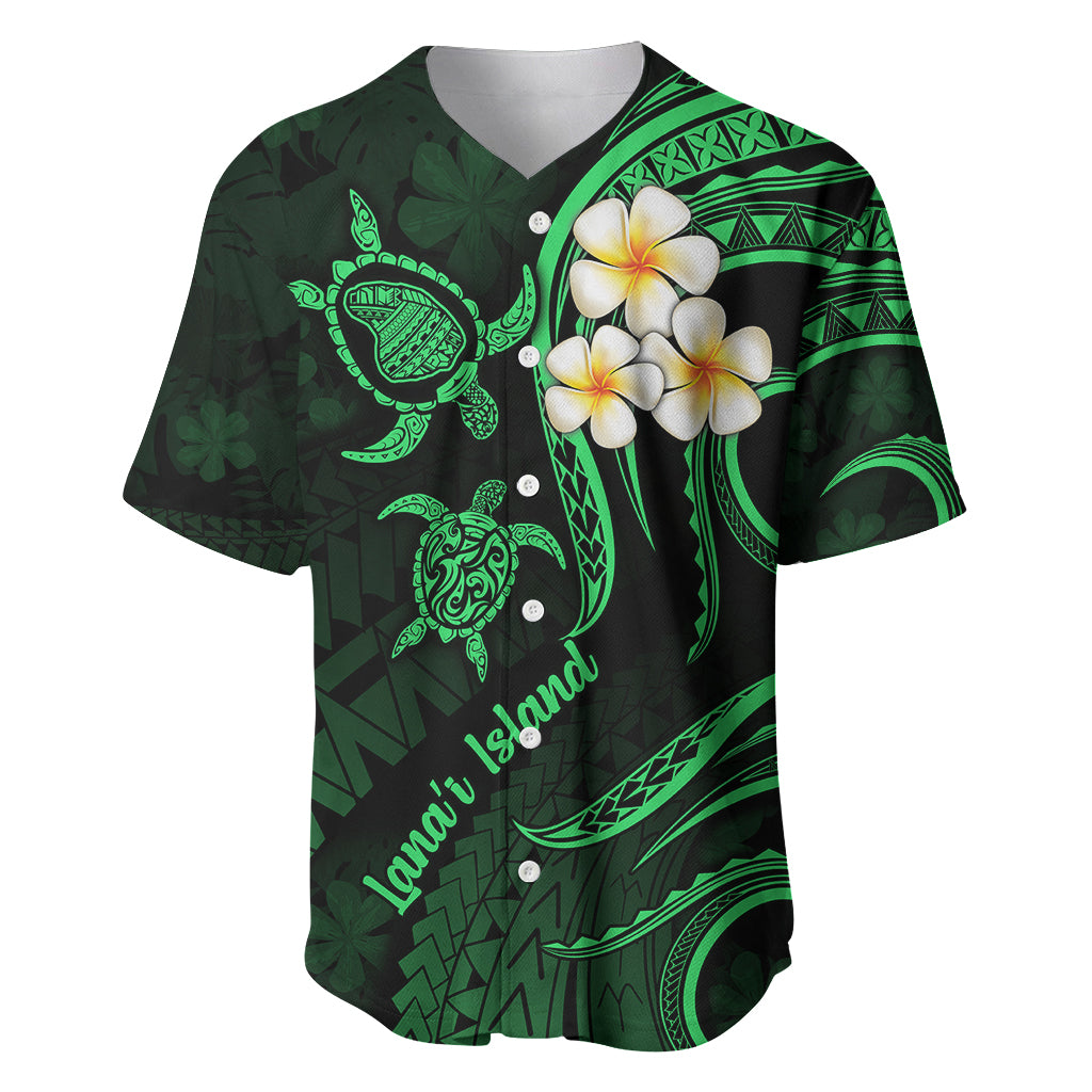 Hawaii Baseball Jersey Lanai Islands Polynesian Sunset Plumeria Green Vibe LT9 Green - Polynesian Pride