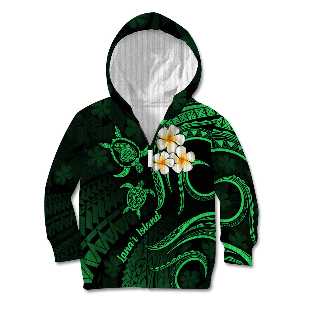 Hawaii Kid Hoodie Lanai Islands Polynesian Sunset Plumeria Green Vibe LT9 - Polynesian Pride