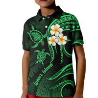 Hawaii Kid Polo Shirt Lanai Islands Polynesian Sunset Plumeria Green Vibe LT9 Kid Green - Polynesian Pride