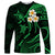 Hawaii Long Sleeve Shirt Lanai Islands Polynesian Sunset Plumeria Green Vibe LT9 Unisex Green - Polynesian Pride