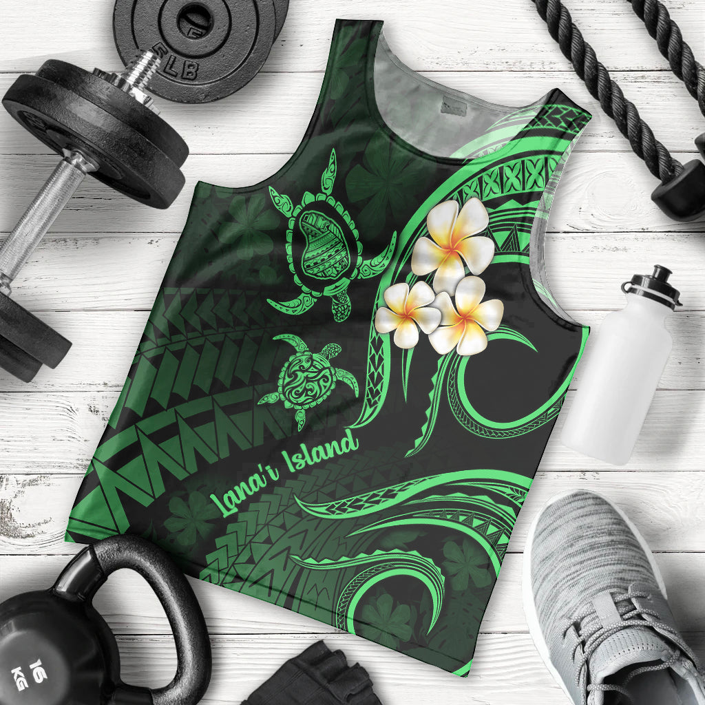 Hawaii Men Tank Top Lanai Islands Polynesian Sunset Plumeria Green Vibe LT9 Green - Polynesian Pride