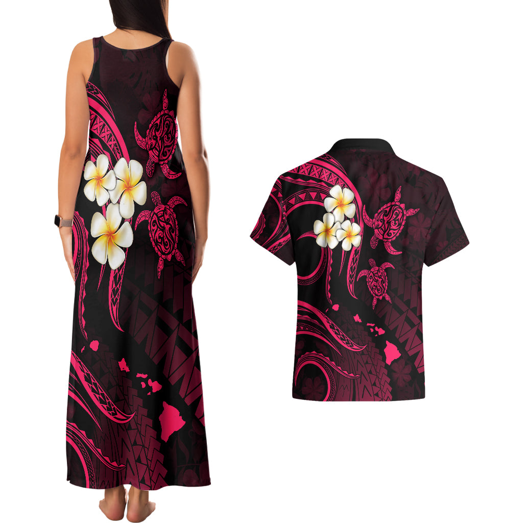Hawaii Couples Matching Tank Maxi Dress And Hawaiian Shirt Lanai Islands Polynesian Sunset Plumeria Pink Vibe LT9 - Polynesian Pride