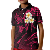 Hawaii Kid Polo Shirt Lanai Islands Polynesian Sunset Plumeria Pink Vibe LT9 Kid Pink - Polynesian Pride