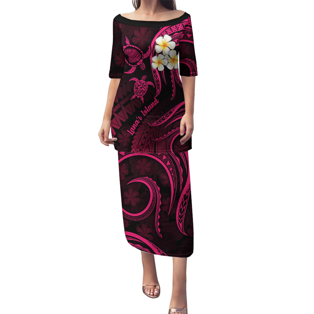 Hawaii Puletasi Lanai Islands Polynesian Sunset Plumeria Pink Vibe LT9 Long Dress Pink - Polynesian Pride