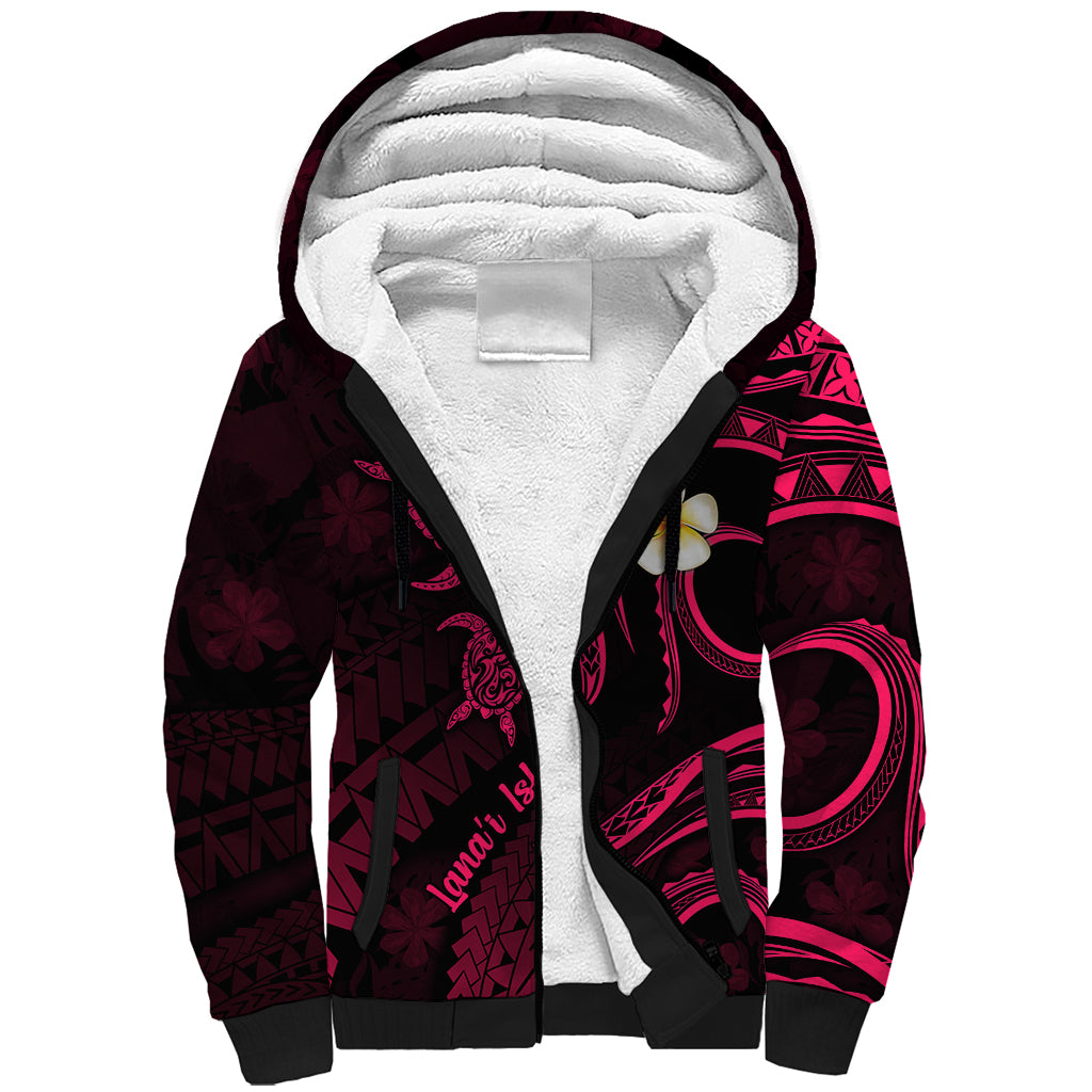 Hawaii Sherpa Hoodie Lanai Islands Polynesian Sunset Plumeria Pink Vibe LT9 Unisex Pink - Polynesian Pride