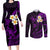 Polynesian Hawaii Couples Long Sleeve Bodycon Dress and Long Sleeve Button Shirts Lanai Islands with Pacific Plumeria Purple Vibe LT9 Purple - Polynesian Pride