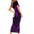 Polynesian Hawaii Short Sleeve Bodycon Dress Lanai Islands with Pacific Plumeria Purple Vibe LT9 - Polynesian Pride