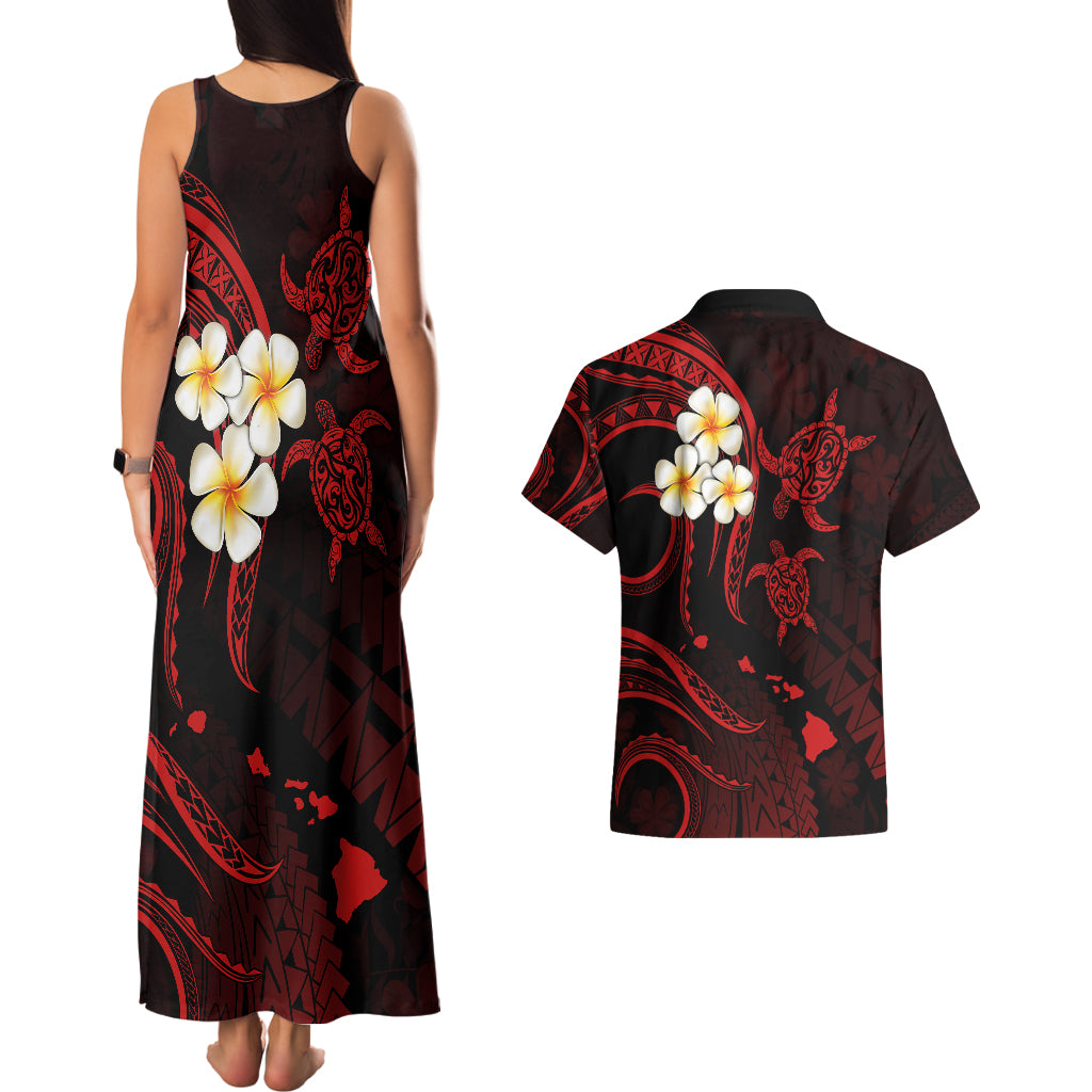 Polynesian Hawaii Couples Matching Tank Maxi Dress And Hawaiian Shirt Lanai Islands with Pacific Plumeria Red Vibe LT9 - Polynesian Pride