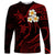 Polynesian Hawaii Long Sleeve Shirt Lanai Islands with Pacific Plumeria Red Vibe LT9 Unisex Red - Polynesian Pride