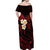 Polynesian Hawaii Off Shoulder Maxi Dress Lanai Islands with Pacific Plumeria Red Vibe LT9 - Polynesian Pride