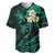 Polynesian Hawaii Baseball Jersey Lanai Islands with Pacific Plumeria Turquoise Vibe LT9 Turquoise - Polynesian Pride