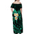 Polynesian Hawaii Off Shoulder Maxi Dress Lanai Islands with Pacific Plumeria Turquoise Vibe LT9 - Polynesian Pride