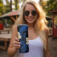 Hawaii Lanai Islands Pacific Plumeria Skinny Tumbler Blue Polynesian Tattoo LT9 - Polynesian Pride