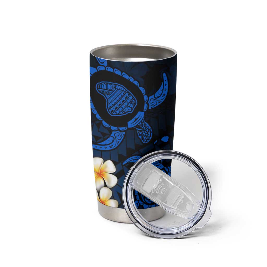 Hawaii Lanai Islands Pacific Plumeria Tumbler Cup Blue Polynesian Tattoo LT9 - Polynesian Pride