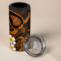 Hawaii Lanaʻi Islands Pacific Plumeria 4 in 1 Can Cooler Tumbler Gold Polynesian Tattoo